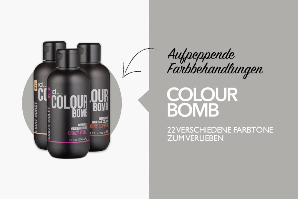 IdHAIR Colour Bomb ist eine Kollektion schöner und intensiver Farbkuren, mit denen Sie Ihre aktuelle Haarfarbe auffrischen können